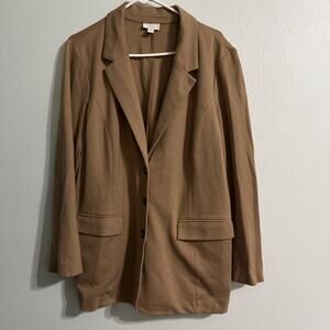 J Jill Ponte Blazer Women Size XL Stretch Blazer Jacket Tan 3 Button